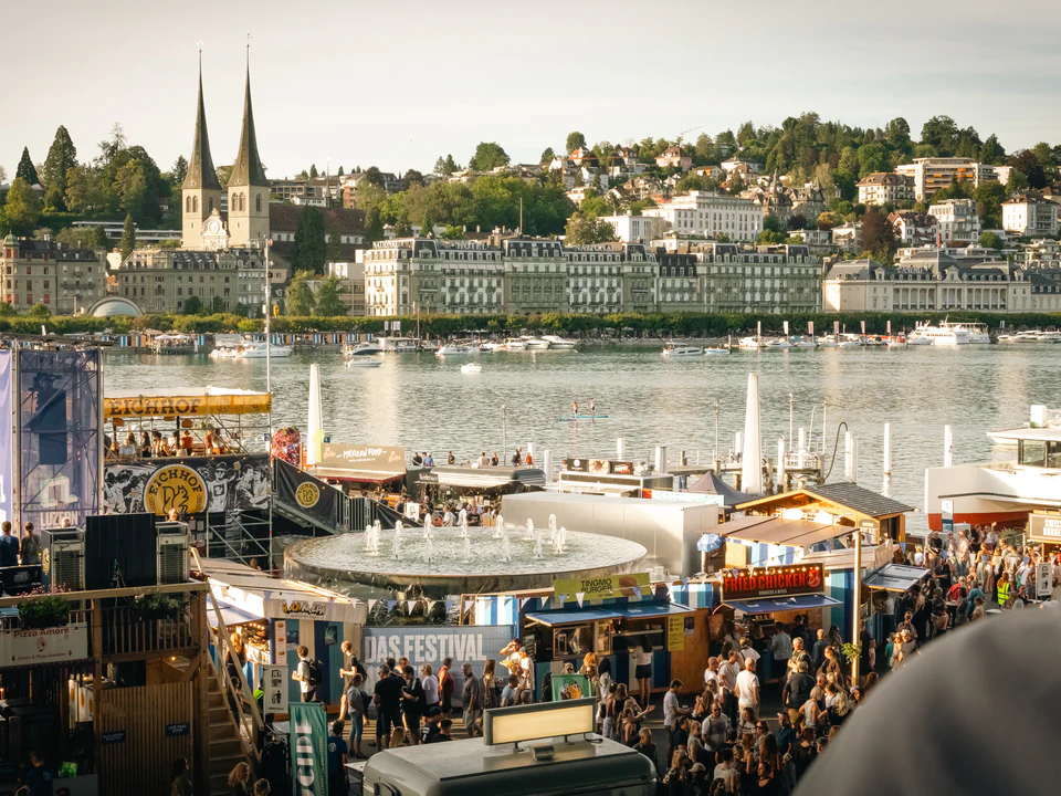 Lucerne and the festival seen from above the lake